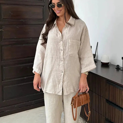 Aavya | Ensemble en lin décontracté avec un design confortable et léger pour femmes