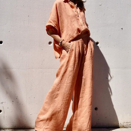Kynlee | Ensemble Chemise Oversize et Pantalon en Lin pour Femmes