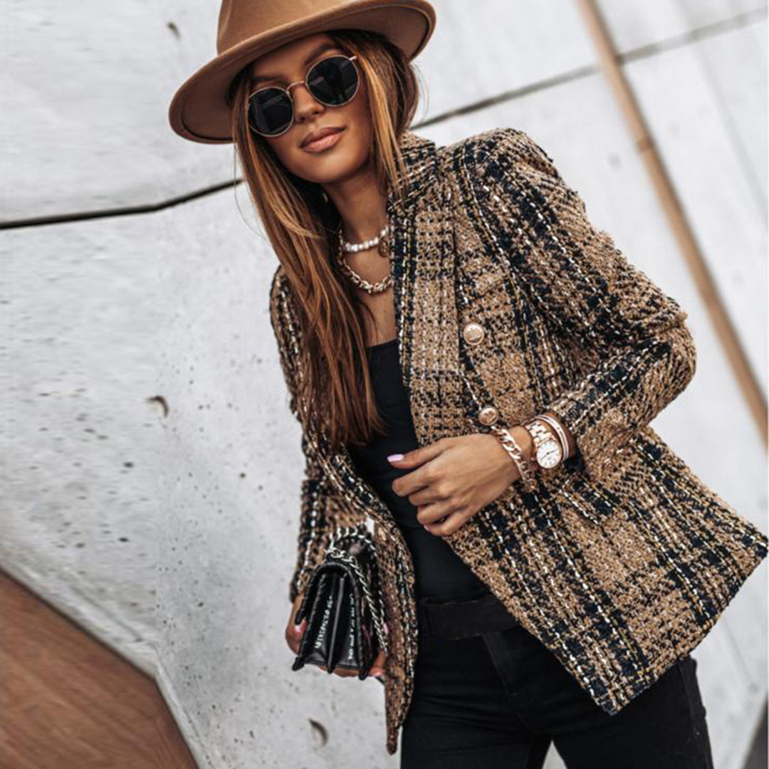 Wilhelmina | Blazer à carreaux vintage chic et structuré pour femmes