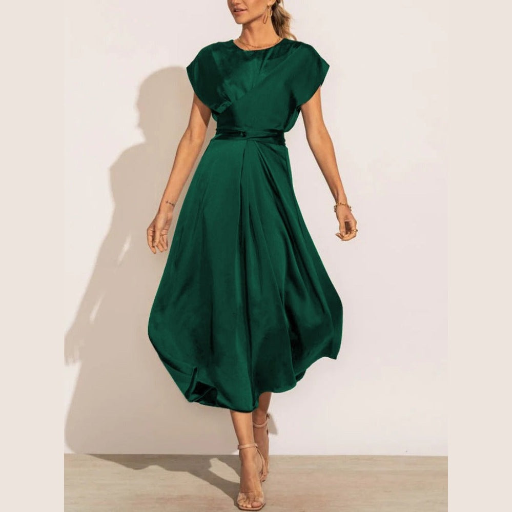 Claire | Robe midi élégante en soie pour femme