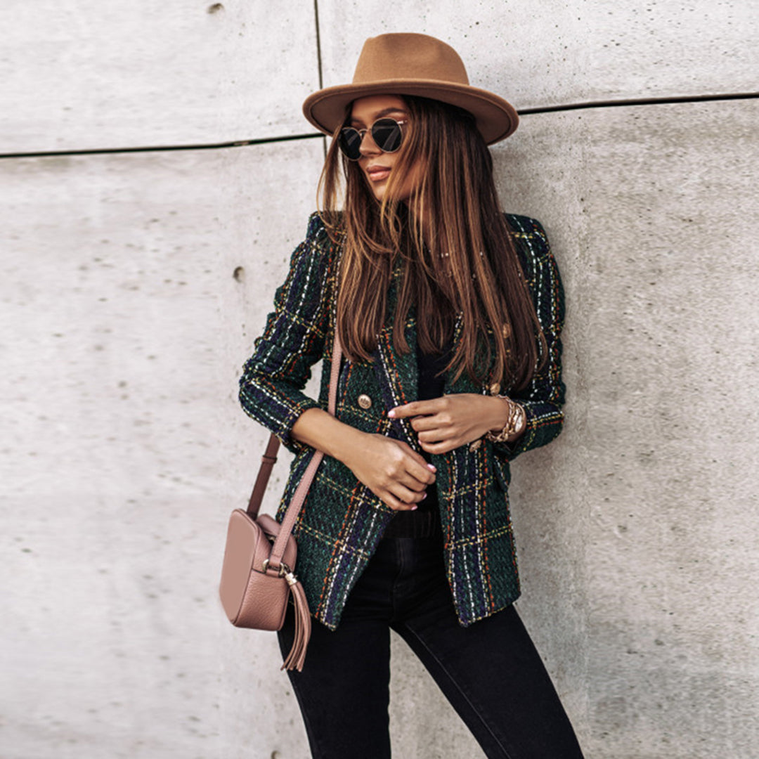 Wilhelmina | Blazer à carreaux vintage chic et structuré pour femmes