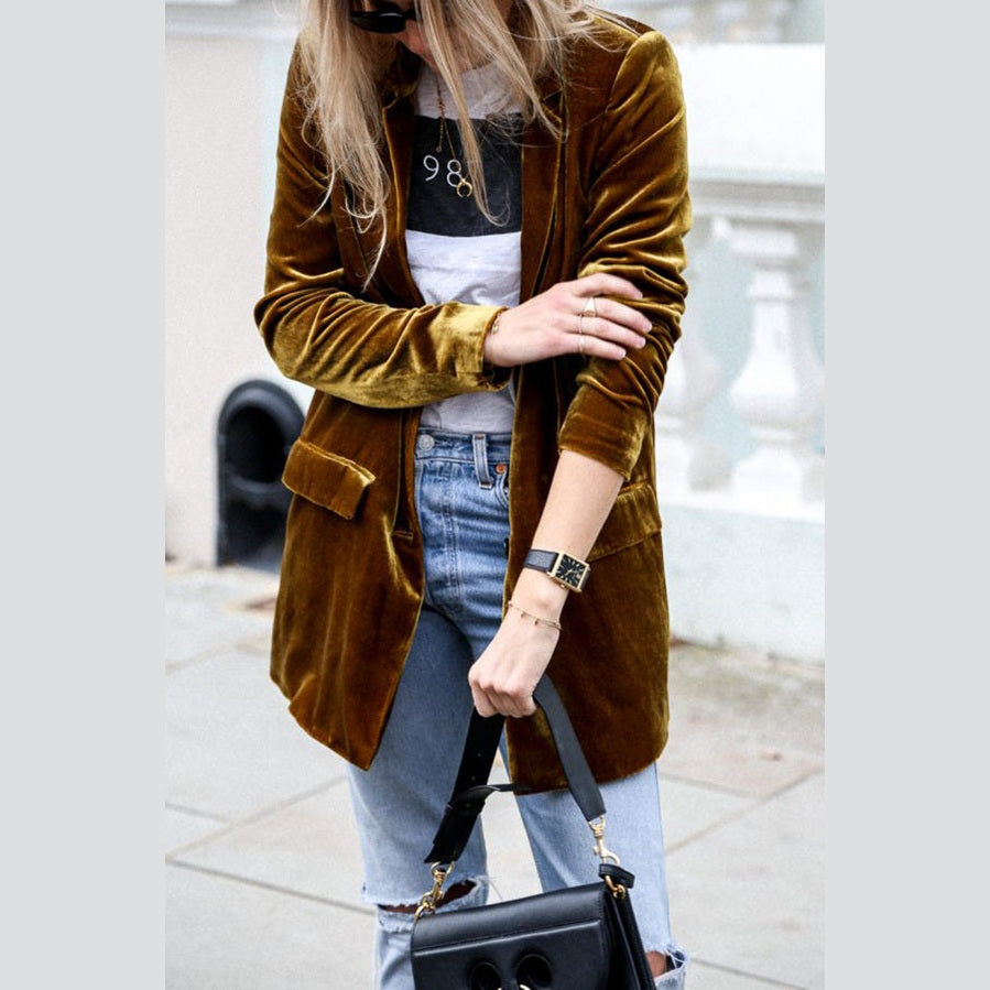 Burgundy | Blazer en velours style rue