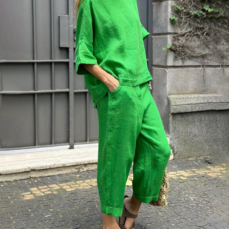 Ivory | Ensemble en lin décontracté avec coupe ample pour femmes