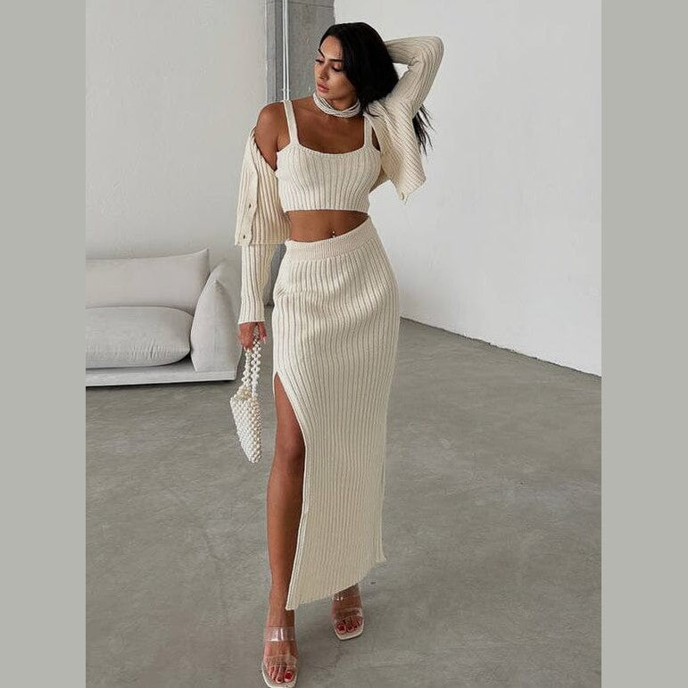 ENSEMBLE TROIS PIÈCES EN MAILLE - CAMIS FEMININO Essentielle