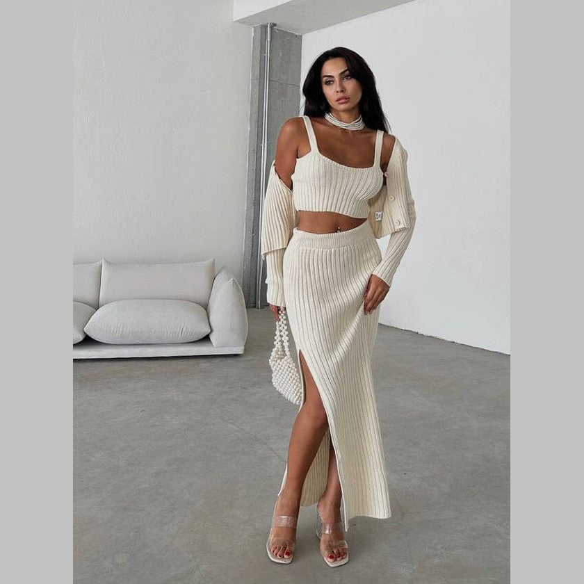 ENSEMBLE TROIS PIÈCES EN MAILLE - CAMIS FEMININO Essentielle