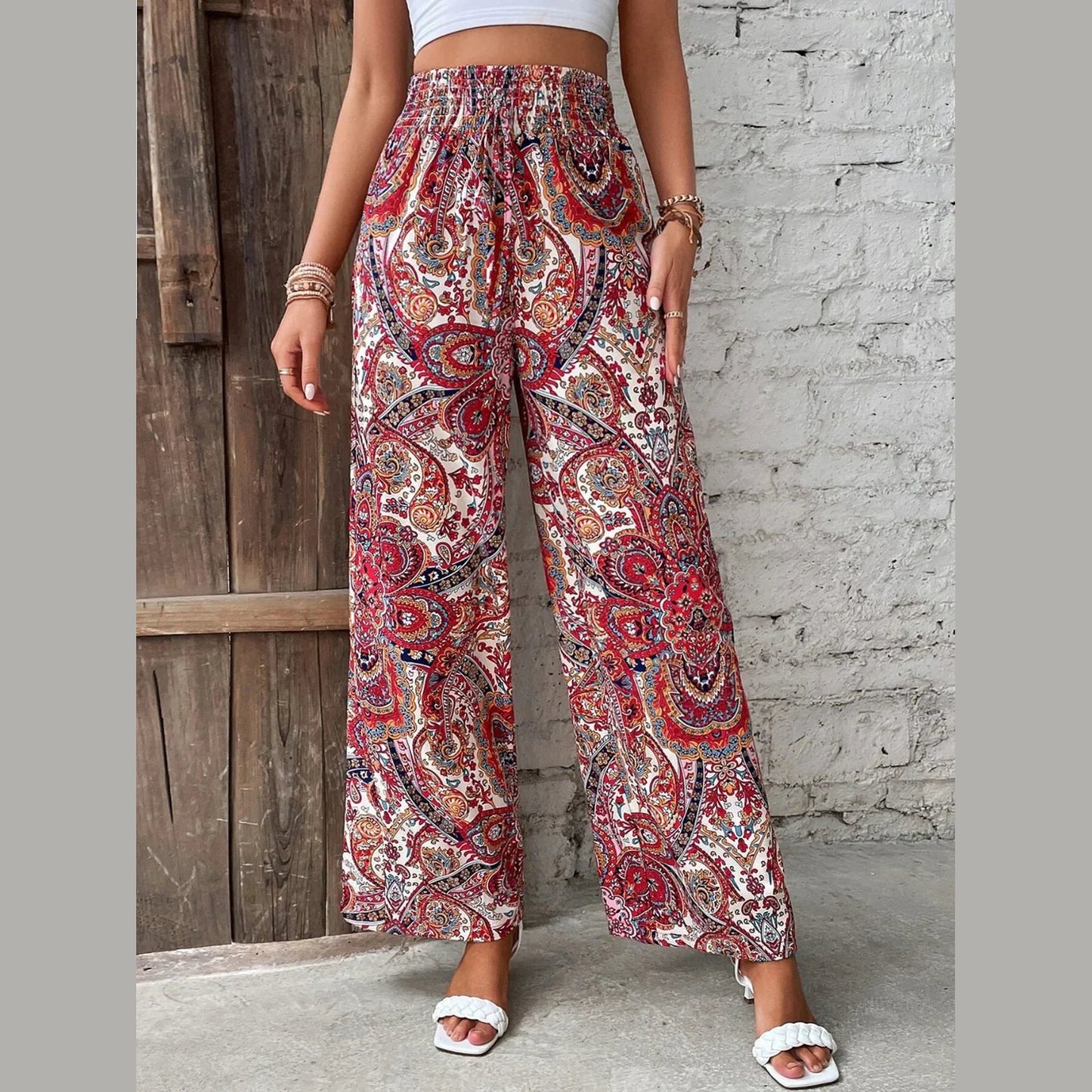 Layah | Pantalon taille haute à imprimé artistique pour femme