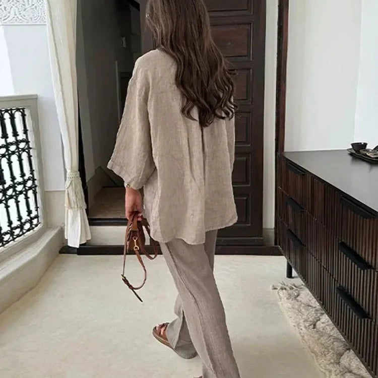 Aavya | Ensemble en lin décontracté avec un design confortable et léger pour femmes