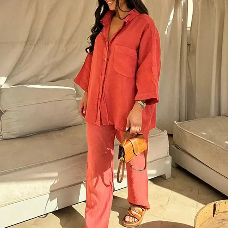 Aavya | Ensemble en lin décontracté avec un design confortable et léger pour femmes
