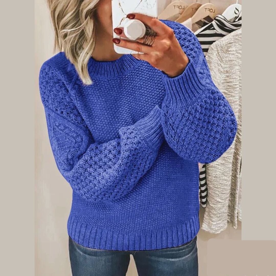 Lieke - Pull chaud d'automne Essentielle Bleu S
