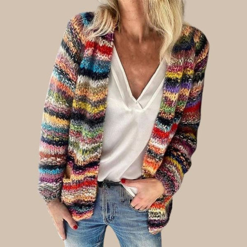 Lucienne - Gilet tricoté coloré Essentielle Rouge (Presque épuisé) S