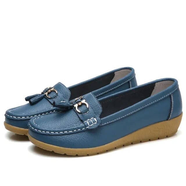Mocassin Orthopédique en Cuir FEMININO Essentielle Bleu 35