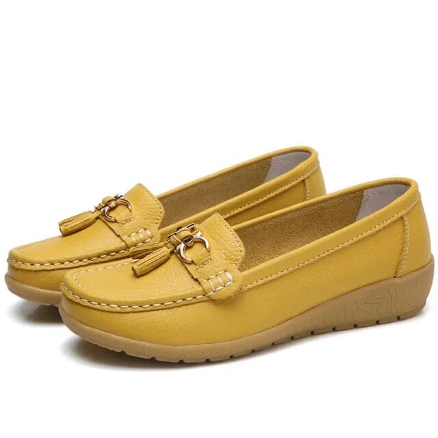 Mocassin Orthopédique en Cuir FEMININO Essentielle Jaune 35
