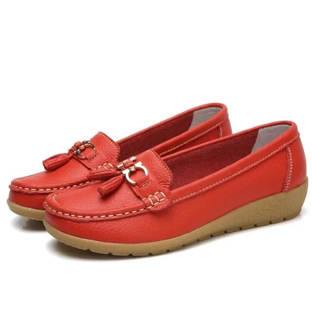 Mocassin Orthopédique en Cuir FEMININO Essentielle Rouge 35