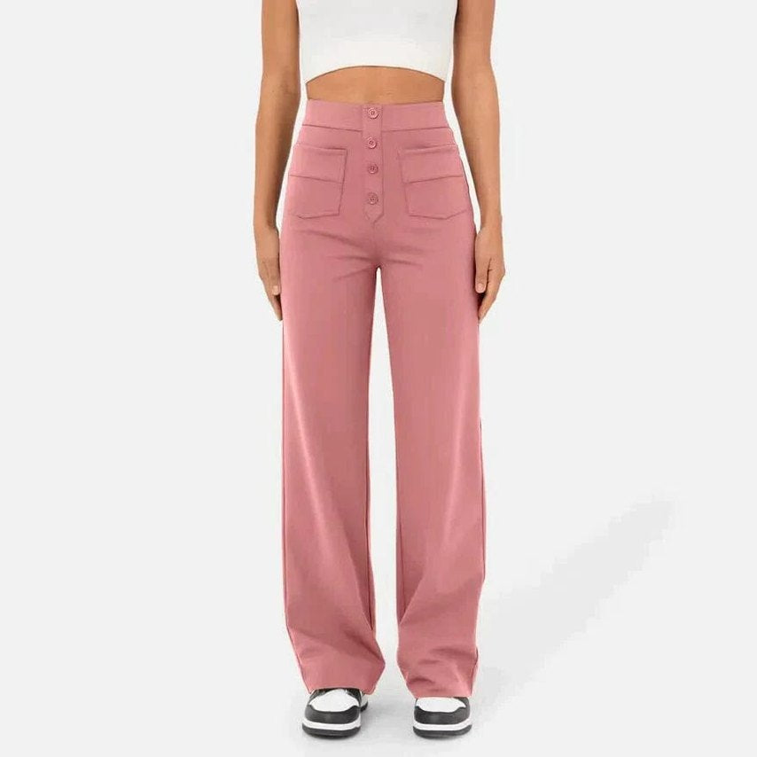 Pantalon décontracté élastique à taille haute Miss Essentielle Rose XS (34)