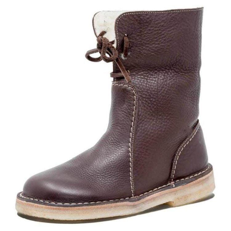 THE KONF™ | BOTTES IMPERMÉABLES EN CUIR POLAIRE AVEC DOUBLURE EN LAINE Essentielle Marron Foncé 35