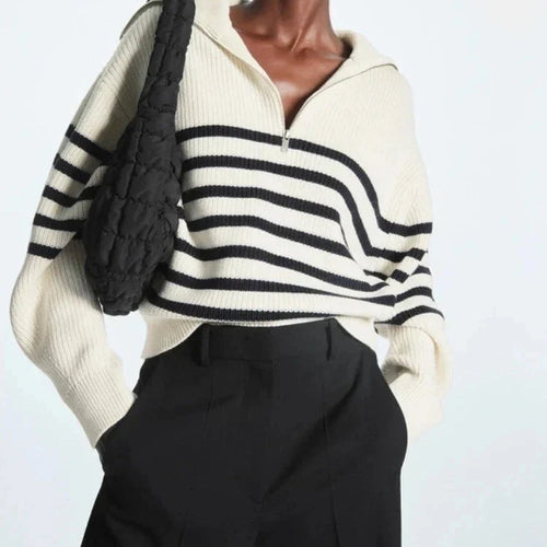 THE KONF™ | Pull tricoté féminin avec fermeture éclair FEMININO Essentielle