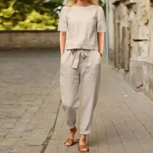 Faris | Ensemble deux pièces en lin élégant et confortable pour femme