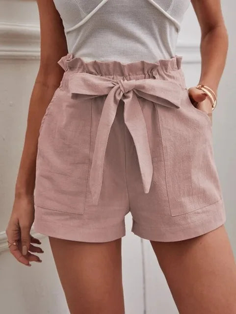 Lian | Short taille haute avec ceinture à nouer pour femme