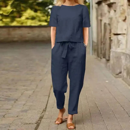 Faris | Ensemble deux pièces en lin élégant et confortable pour femme