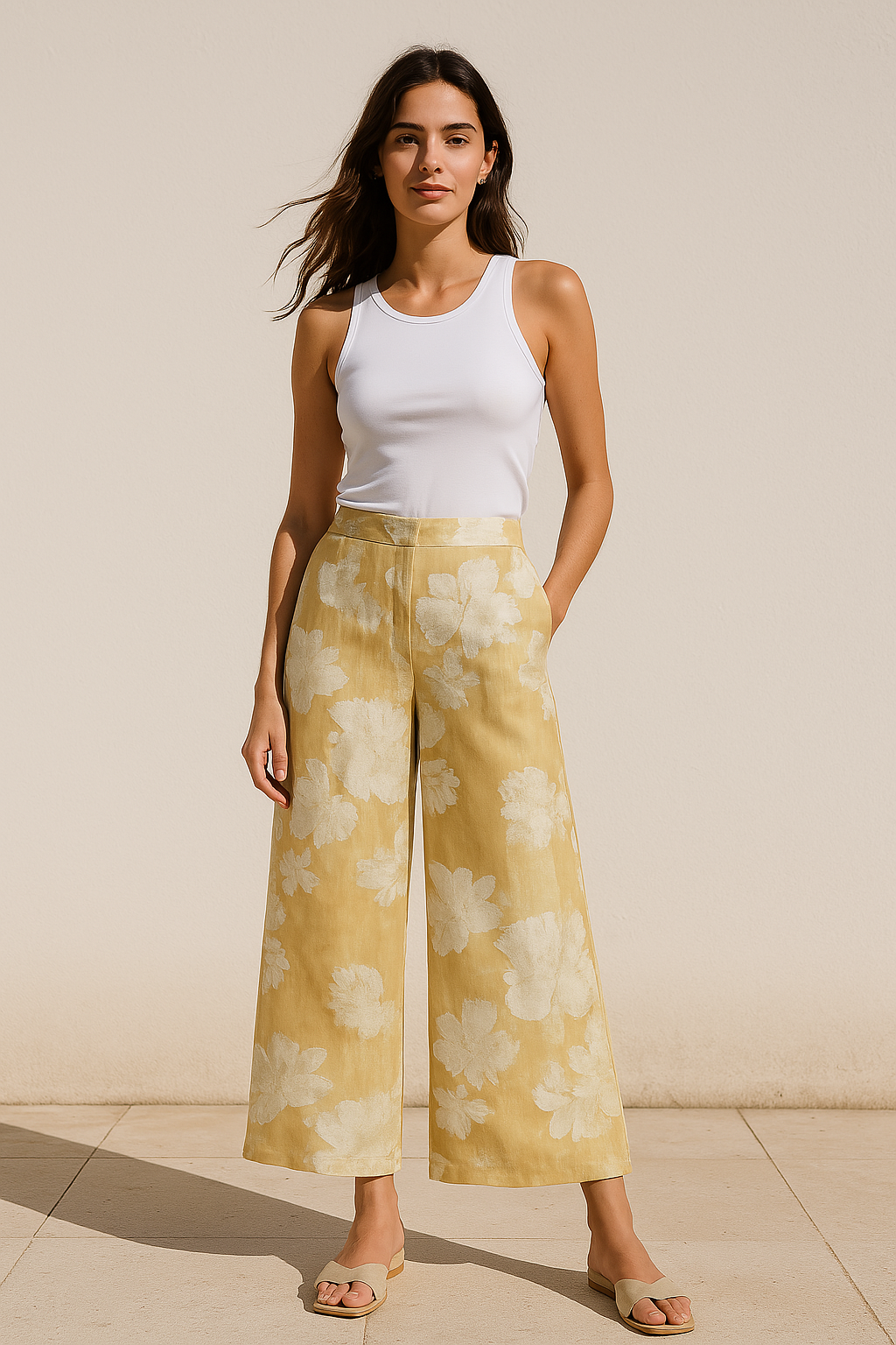 Lillianna | Pantalon Droit Femme Élégant à Taille Haute avec Imprimé Floral
