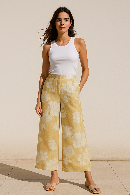 Lillianna | Pantalon Droit Femme Élégant à Taille Haute avec Imprimé Floral