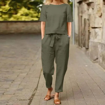 Faris | Ensemble deux pièces en lin élégant et confortable pour femme