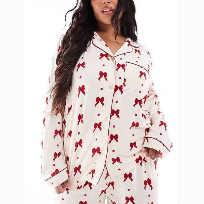 Ensemble Pyjama Femme à Motifs Nœud Rouge