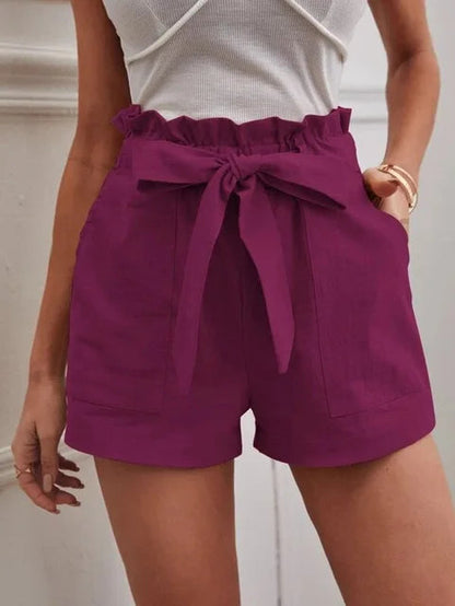 Lian | Short taille haute avec ceinture à nouer pour femme
