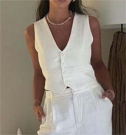 Navya | Top Gilet Court au Style Moderne pour Femme