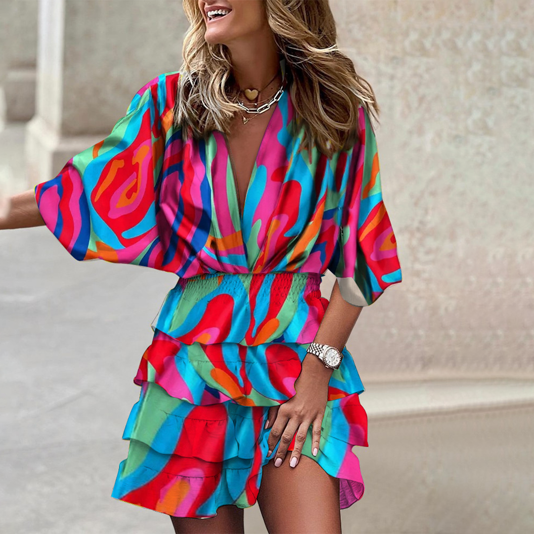 Kimber | Robe portefeuille tropicale mini pour femme