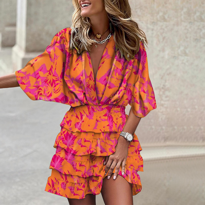 Kimber | Robe portefeuille tropicale mini pour femme