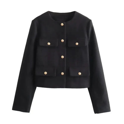 Blazer court en laine FEMININO Essentielle XS Noir 