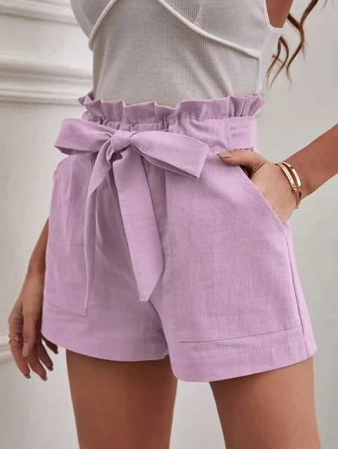 Lian | Short taille haute avec ceinture à nouer pour femme