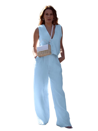 Lune | Ensemble deux pièces en lin blanc pour femmes