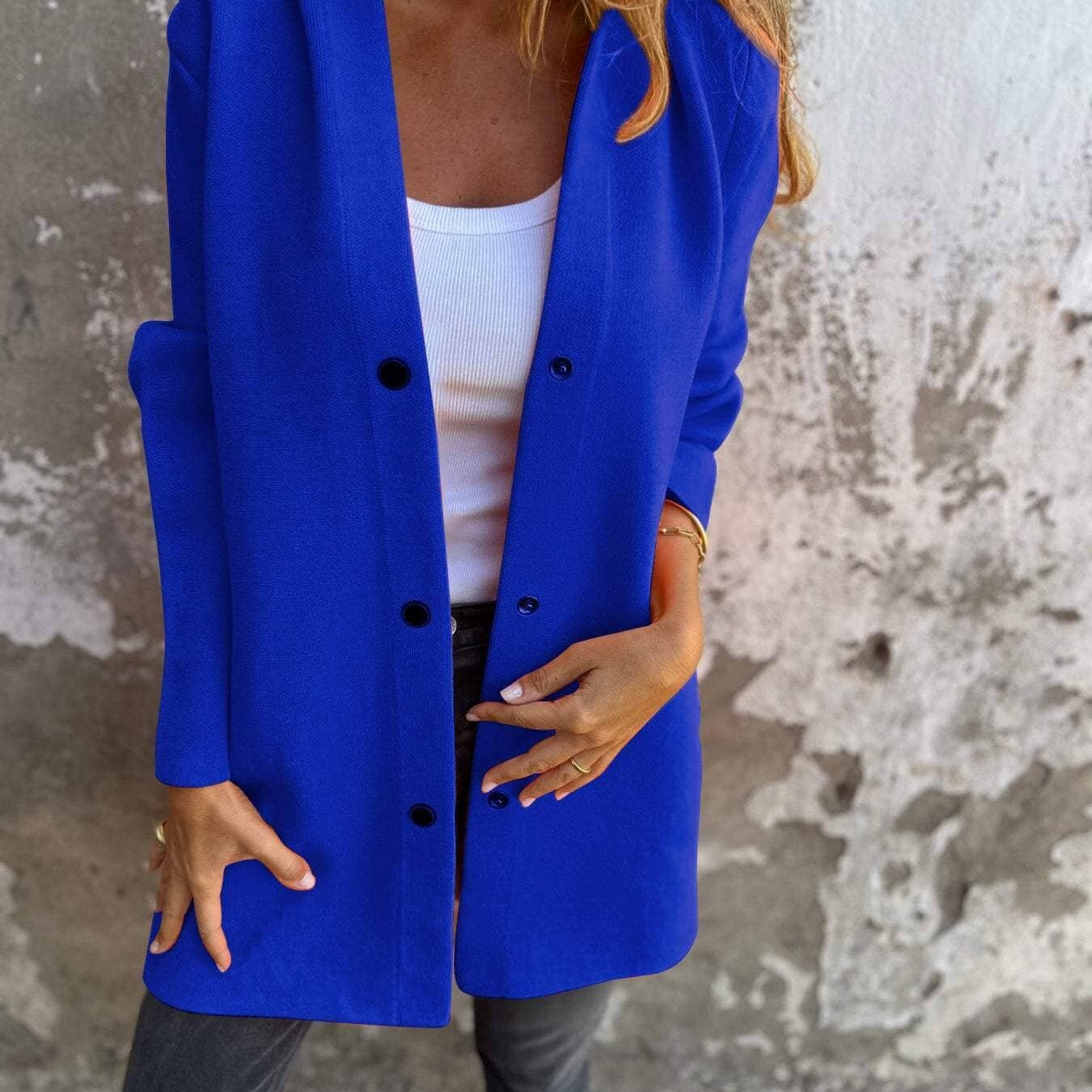 Carola - Cardigan à capuche élégant Essentielle Bleu S 