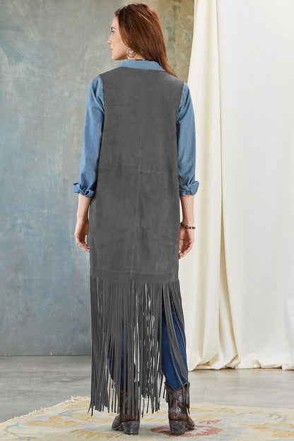 Ishika | Gilet long à franges style western pour femme