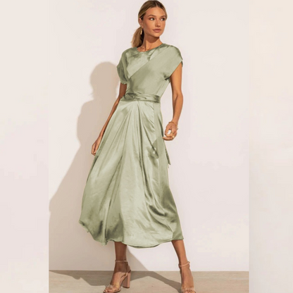 Claire | Robe midi élégante en soie pour femme