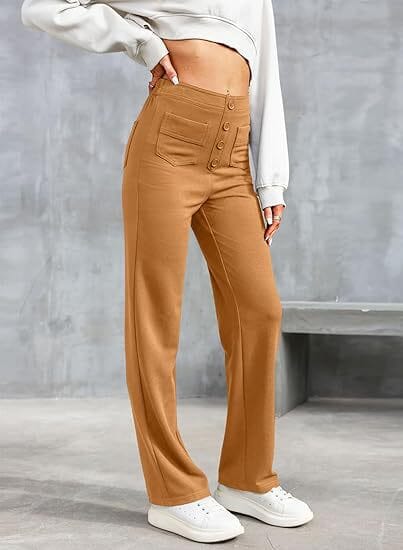 Pantalon décontracté élastique à taille haute Miss Essentielle Marron XS (34) 