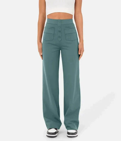 Pantalon décontracté élastique à taille haute Miss Essentielle Vert torquoise XS (34) 