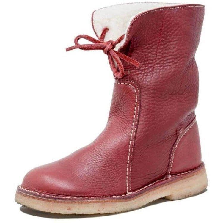 THE KONF™ | BOTTES IMPERMÉABLES EN CUIR POLAIRE AVEC DOUBLURE EN LAINE Essentielle Rouge 35 