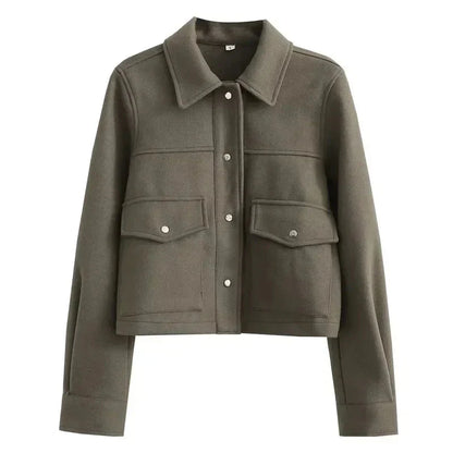 THE KONF™ | Manteau court en laine avec boutons FEMININO Essentielle S Brun 