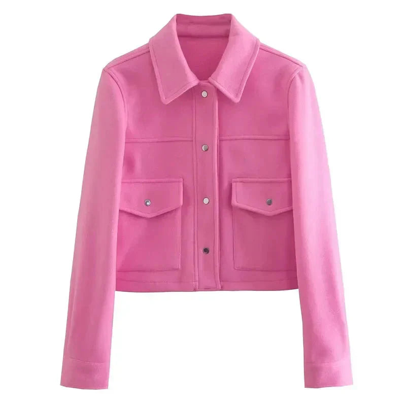 THE KONF™ | Manteau court en laine avec boutons FEMININO Essentielle S Rose 