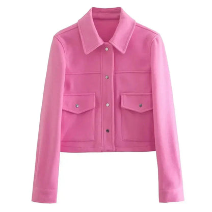 THE KONF™ | Manteau court en laine avec boutons FEMININO Essentielle S Rose 