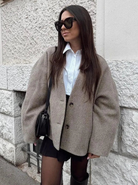 THE KONF™ | Manteau en laine élégant FEMININO Essentielle S Biege 