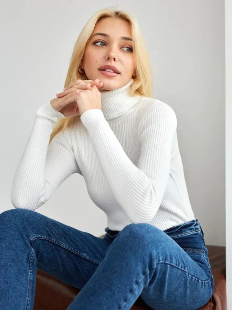 THE KONF™ | Pull à col roulé pour femme FEMININO Essentielle Taille unique Blanc 