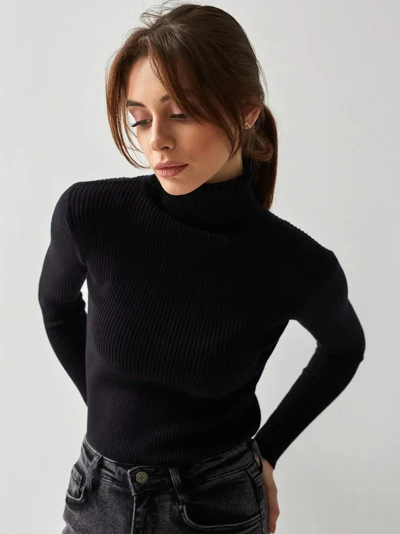 THE KONF™ | Pull à col roulé pour femme FEMININO Essentielle Taille unique Noir 