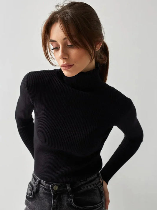 THE KONF™ | Pull à col roulé pour femme FEMININO Essentielle Taille unique Noir 
