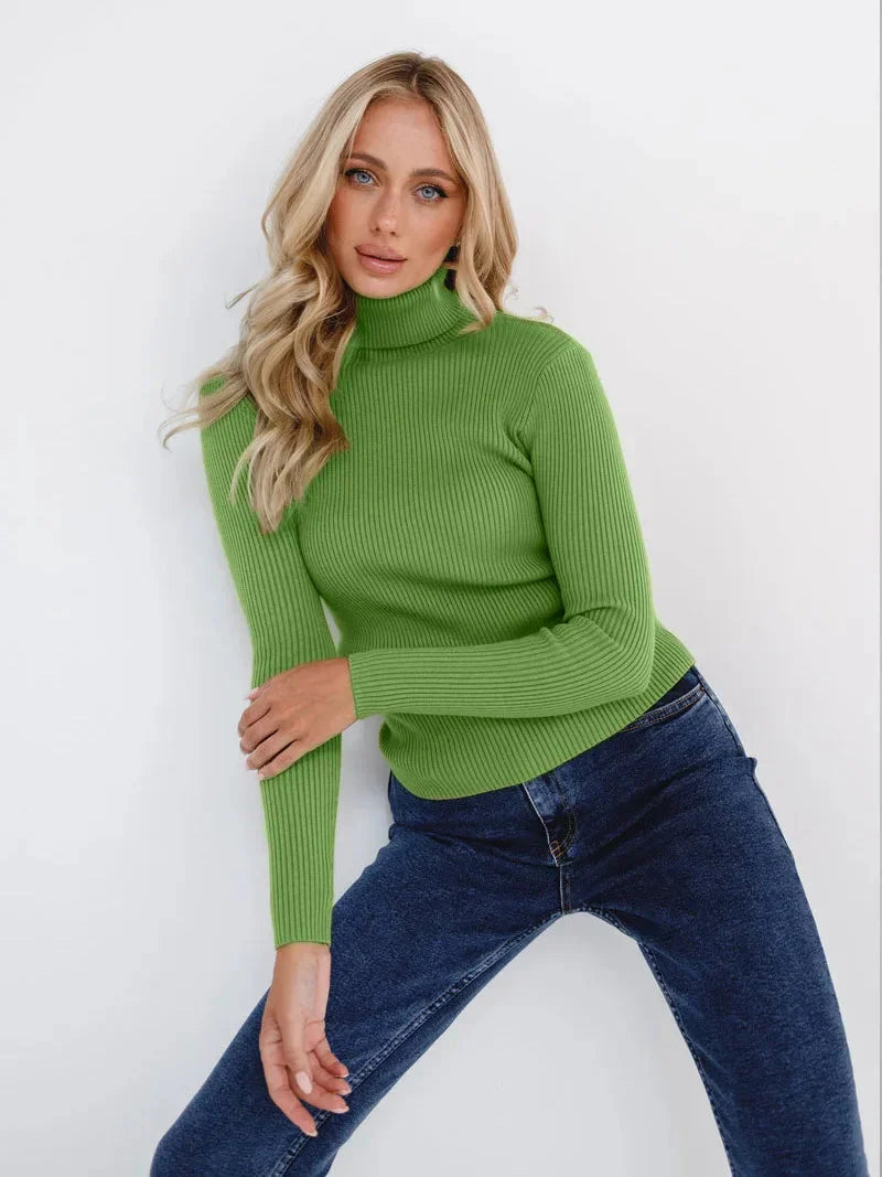 THE KONF™ | Pull à col roulé pour femme FEMININO Essentielle Taille unique Vert clair 