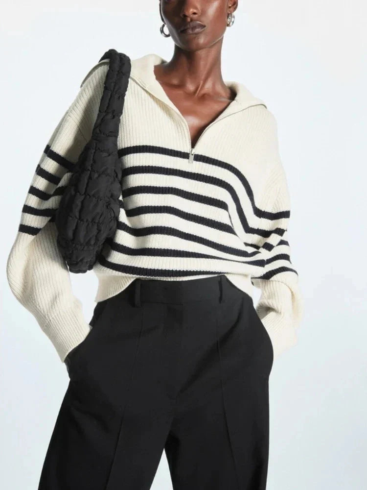 THE KONF™ | Pull tricoté féminin avec fermeture éclair FEMININO Essentielle 