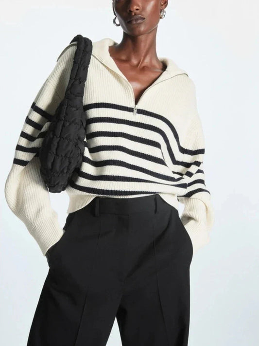 THE KONF™ | Pull tricoté féminin avec fermeture éclair FEMININO Essentielle 